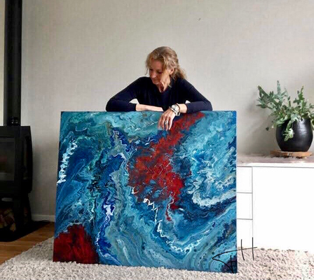 Pouring Art 3D Schilderij OCEAN 160 x 120 cm fluid art acryl gieten