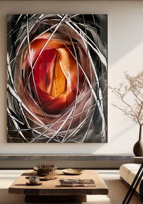 Verkocht! Geen fine art print mogelijk.  Encaustic art bijenwas wax beewax bienenwachs cire d'abeille encausticpainting vagina vagin pussy abstract art 