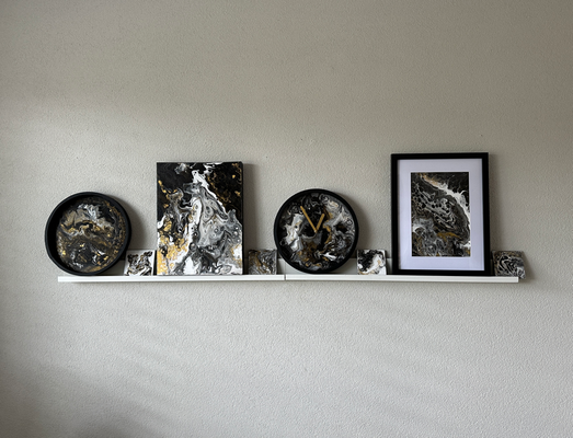 Pouring Art  Klok - dienblad - schilderijen