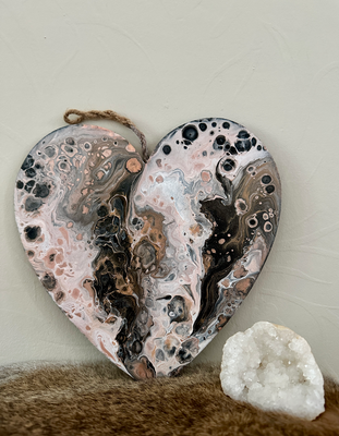 Pouring Art - houten hart 24 x 24 cm