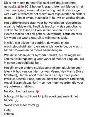100 x 120 3D schilderij hart met reliëf - broken heart painting rouwen grief mom dad heaven