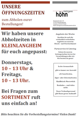 Öffnungszeiten Kleinlangheim