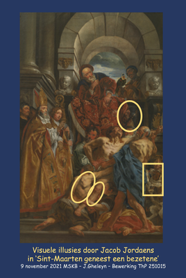 Visuele illusies in het schilderij 'Sint-Maarten geneest een bezetene' (Jacob Jordaens - 1630). Op 15 oktober 2025 heb ik-Thea-Warrior meer visuele illusies omkaderd. Schilderij op 211109 van https://www.fine-arts-museum.be/nl/de-collectie