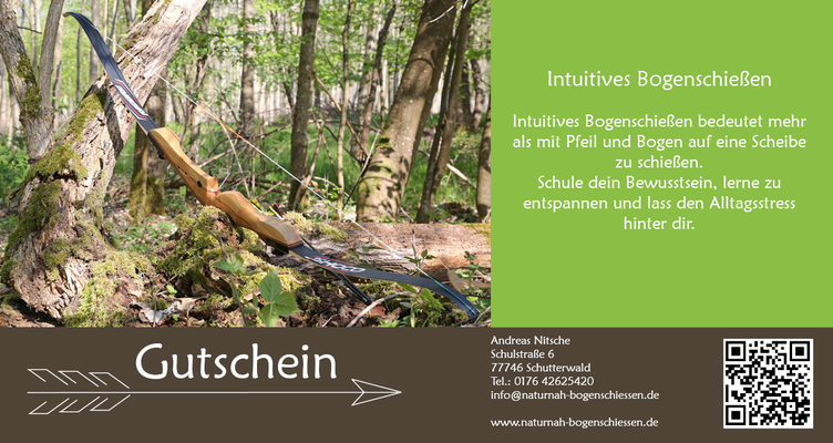 Geschenk Gutschein für intuitives Bogenschiessen bei Naturnah Bogenschiessen