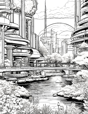 Cityscapes of Tomorrow - Coloring Book for Teens and Adults with Future Quotes for Inspiration and Relaxation