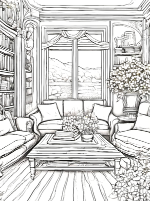 Bookish Harmony - A Coloring Book for Adults with Still Life Scenes and Uplifting Quotes