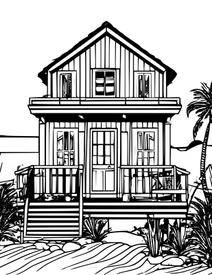 Colorful Beach Houses - Adult Coloring Book for Relaxation and Creativity