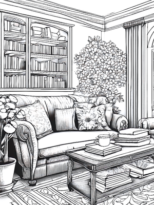 Bookish Harmony - A Coloring Book for Adults with Still Life Scenes and Uplifting Quotes