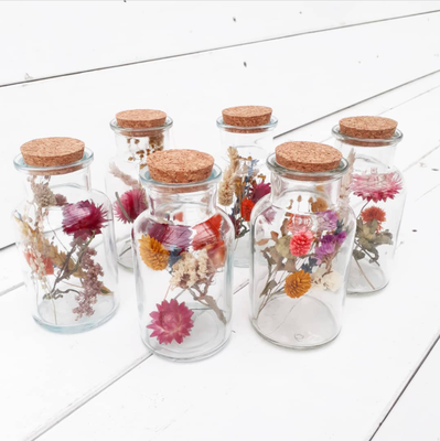 Glas droogbloemen kurk 