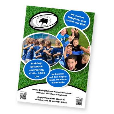 Plakate und Poster - Gestaltung für den Rugby-Club-Hürth von VAJUS Mediendesign