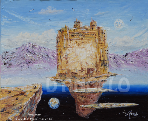 "Forteresse" Huile toile en lin 46 x 38 cm