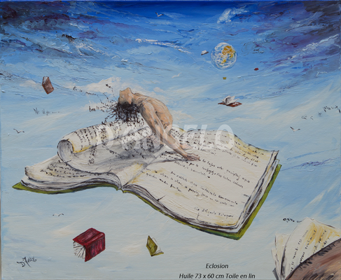 "Eclosion" Huile toile en lin 73 x 60 cm
