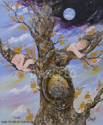 "La vie" Huile toile en lin 73 x 60 cm