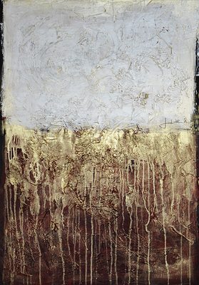 Art. Nr.: 18/590/118 L "Abstrakt":  Acryl auf Holz mit Goldliquid  70 x 100 cm  I  Preis auf Anfrage