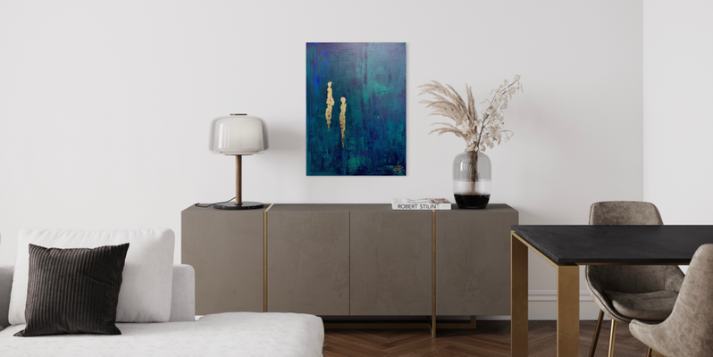 Bosque  ·  60 x 70 cm  ·  Acryl und Blattmetall auf Leinwand  ·  2021  ·  verkauft