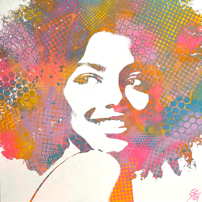 Jolene  ·  80 x 80 cm  · Acrylspray auf Leinwand  ·  2024  ·  Preis auf Anfrage