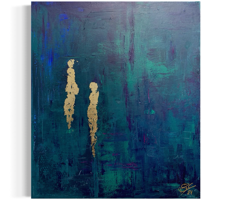Bosque  ·  60 x 70 cm  ·  Acryl und Blattmetall auf Leinwand  ·  2021  ·  verkauft