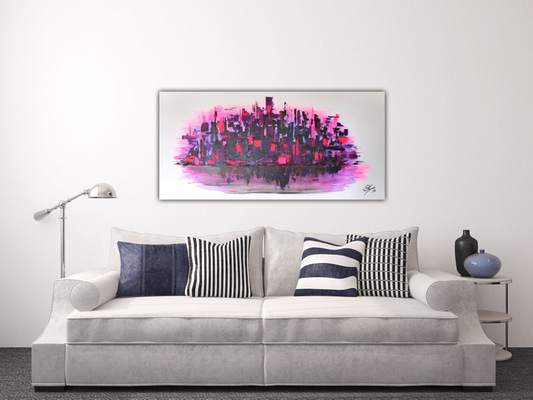 Pink City Life  ·  70 x 140 cm  ·  Acryl auf Leinwand  ·  2015  