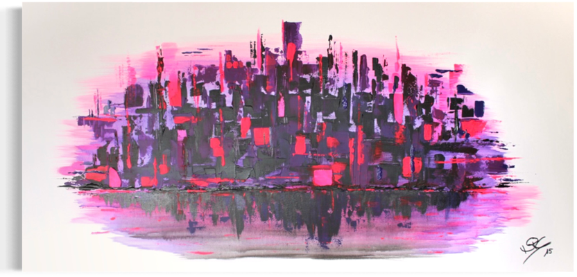 Pink City Life  ·  70 x 140 cm  ·  Acryl auf Leinwand  ·  2015 