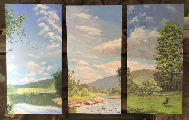 3 Day Tryptich oil on linen 48 x 72" overall 2019 