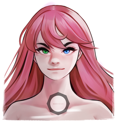 Title: Creation Is You | Original Art: Renz (renzart.carrd.co) 2024 | Finales Design von Kokoro, Headshot des Character Sheet.