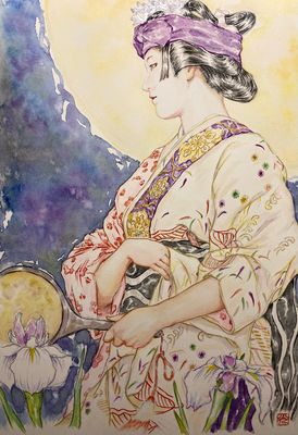 79：八坂神社奉納舞踊「小町踊り」祇園東・菖蒲の景（18×26㎝）
