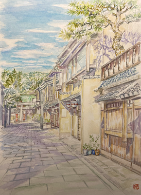 「北野の天神さんへ」上七軒（18×26㎝）