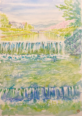 『高野川の春』（18×26㎝）