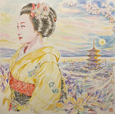 125：『想流華』・蓮華躑躅の景（23×23㎝）