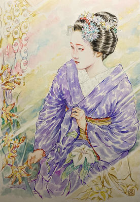 136：『想奏華』若柳流「祇園小唄」宮川町・姫檜扇の景（18×26㎝）
