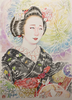130：『瑞円華』八坂神社 節分祭にて・烈公梅の景【個人蔵】（20×27㎝）