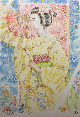 128：『春光』京舞井上流「春雨」祇園甲部（18×26㎝）