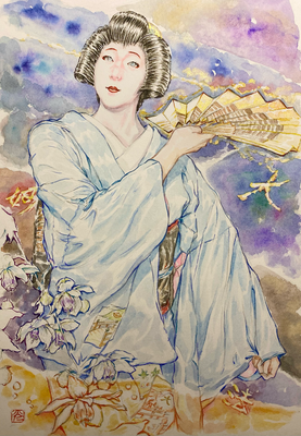 138：『傳火』京舞井上流「東山名所」祇園甲部・蓮華升麻の景（18×26㎝）