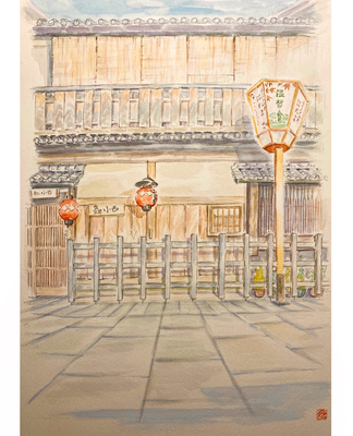『祇園の秋』花見小路通（18×24㎝）