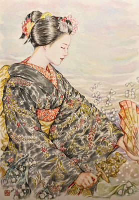 84：八坂神社奉納舞踊「姫三社」宮川町【個人蔵】（18×26㎝）