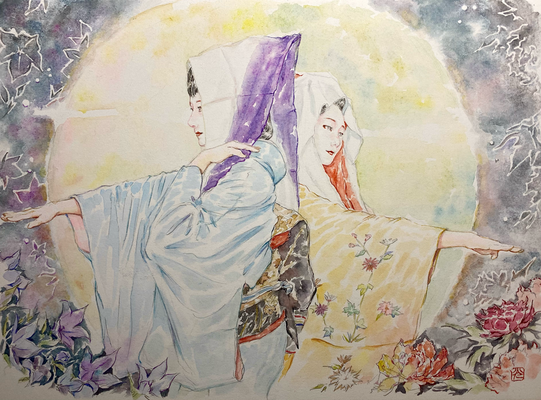 145：『染まりゆく』京舞井上流「あけぼの」祇園甲部・桔梗 冬牡丹の景