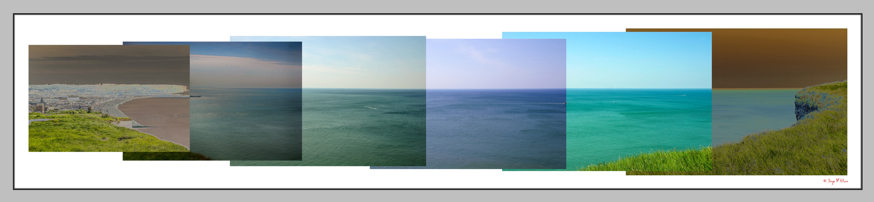 Ault vu des falaises en mosaïque - Côte d'Albâtre - Normandie - France