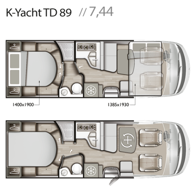 Mobilvetta K-Yacht Tekno Design 89 Grundriss