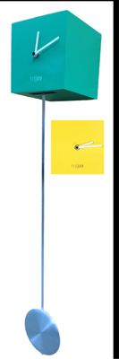 Reloj péndulo Fisura. Ref CL0414. Disponible en amarillo. 79x15x15