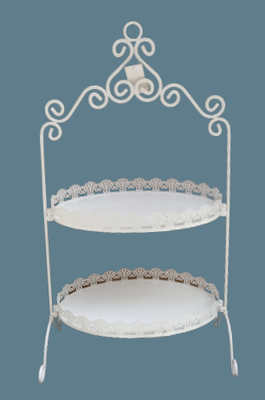 Porta pasteles metal 2 pisos. Ref 2772. 63x34