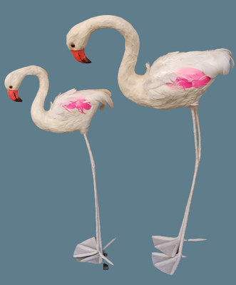 Flamencos plumas. Pequeño ref 71072 (86x42x16). Grande ref 71073 (105x55x20)