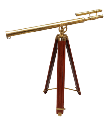 Catalejo latón con trípode madera extensible. Ref 333009. 150 altura máxima x100x7 diámetro.