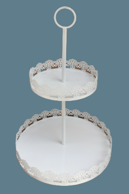 Porta pasteles metal 2 pisos. Ref 2719. 42x25