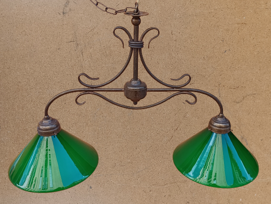Lámpara cristal y latón. Base ref 20102336 (31x54). Tulipa ref 21041773 (15x25). Disponible en azul, mostaza y blanco