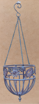 Macetero metal colgar. Ref JJ010.  Pequeño 70x22. Grande 90x28