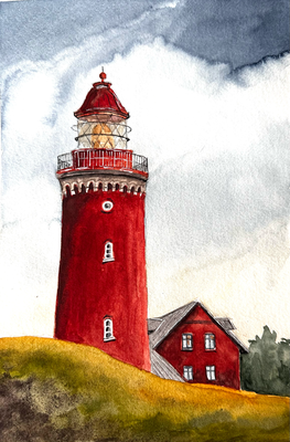 "Bovbjerg Fyr" Aquarell