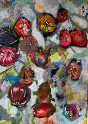 Tomatoes 4, acylic on canvas, 70x50, 2025