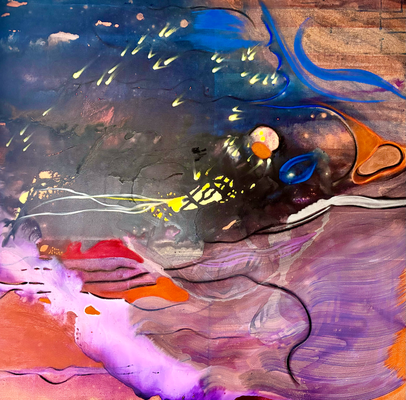"Long Island", 100 x 100 cm, Leinwand, Schichtungen 2025