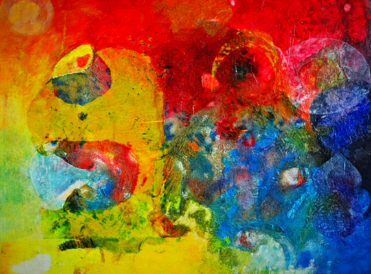 "Zürich See 1987", Leinwand, mixed media Schichtungen, 50x60 cm, 2007.