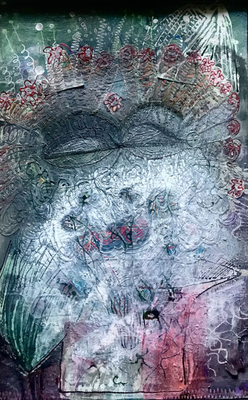 "Abgeblüht" Kartonage, 80 x 60 cm, Farbschichtung, 2024.